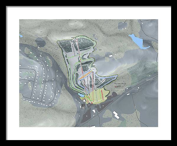 Thunder Ridge Ski Trail Map - Framed Print - Powderaddicts