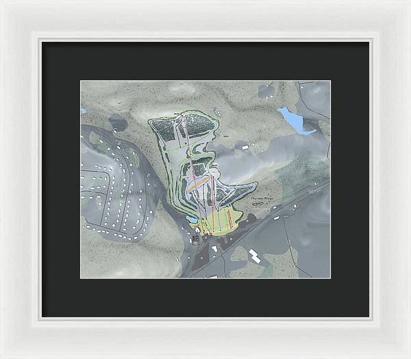 Thunder Ridge Ski Trail Map - Framed Print - Powderaddicts