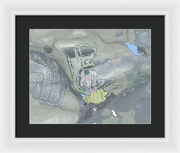 Thunder Ridge Ski Trail Map - Framed Print - Powderaddicts