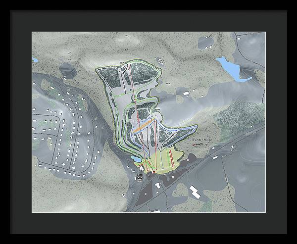 Thunder Ridge Ski Trail Map - Framed Print - Powderaddicts