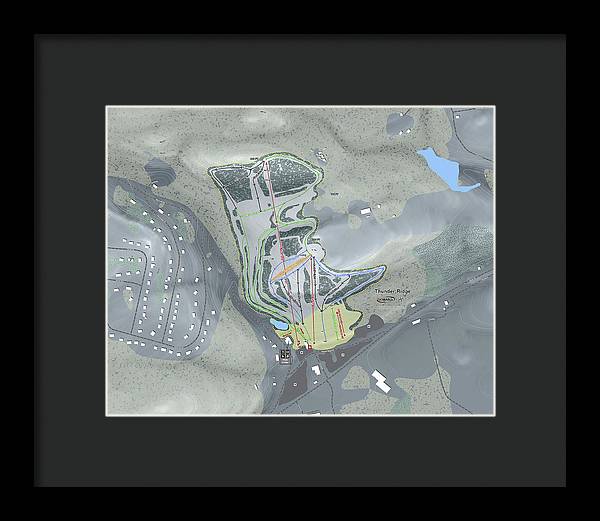 Thunder Ridge Ski Trail Map - Framed Print - Powderaddicts