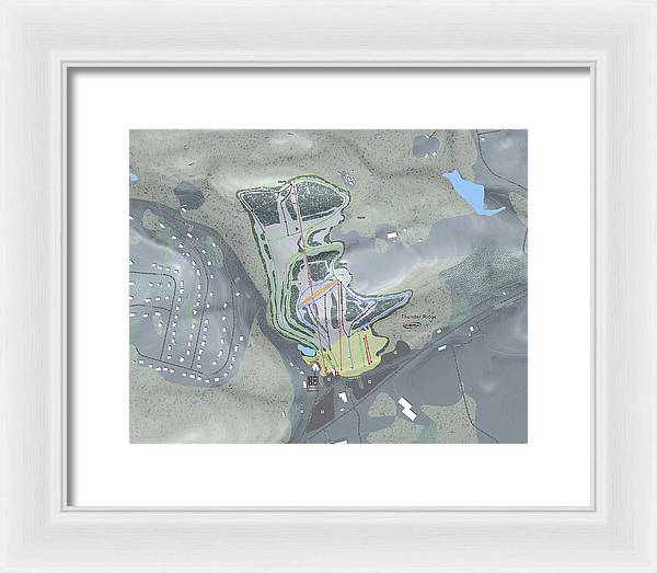 Thunder Ridge Ski Trail Map - Framed Print - Powderaddicts