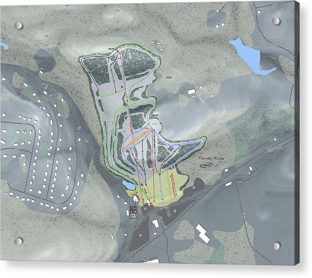 Thunder Ridge Ski Trail Map - Acrylic Print - Powderaddicts