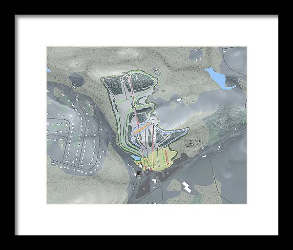 Thunder Ridge Ski Trail Map - Framed Print - Powderaddicts