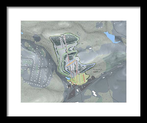 Thunder Ridge Ski Trail Map - Framed Print - Powderaddicts