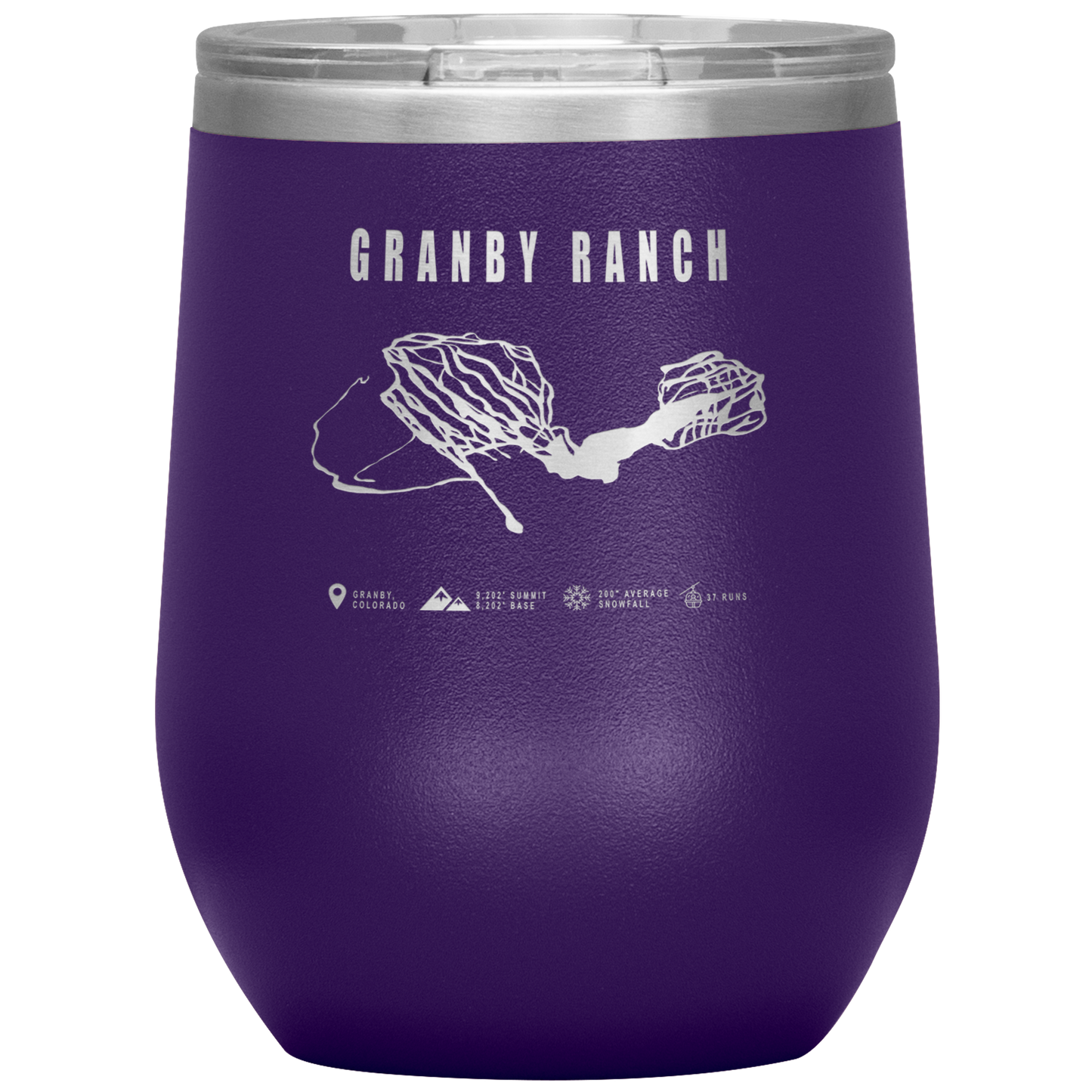 Granby Ranch Colorado Ski Trail Map Wine 12oz Tumbler - Powderaddicts
