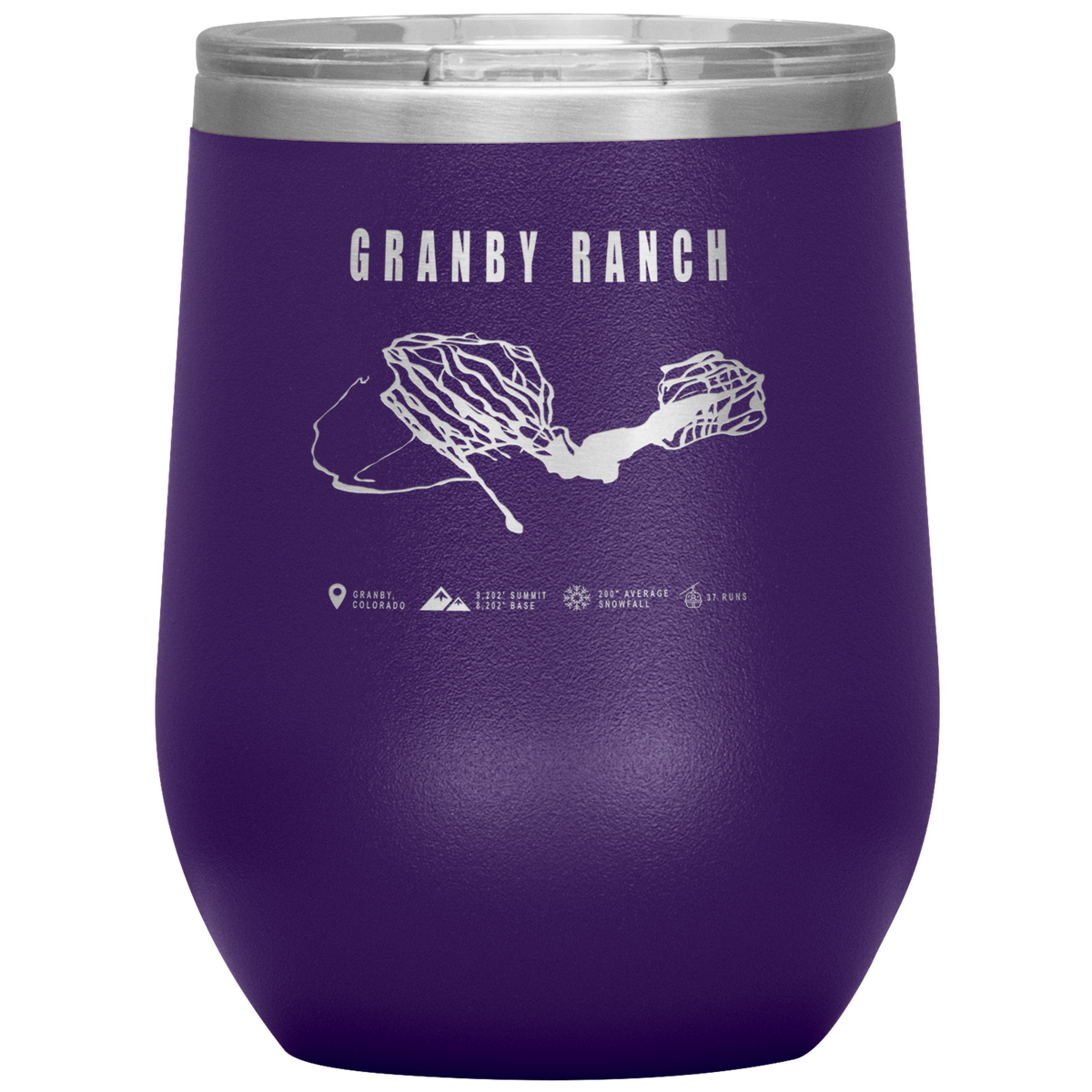 Granby Ranch Colorado Ski Trail Map Wine 12oz Tumbler - Powderaddicts