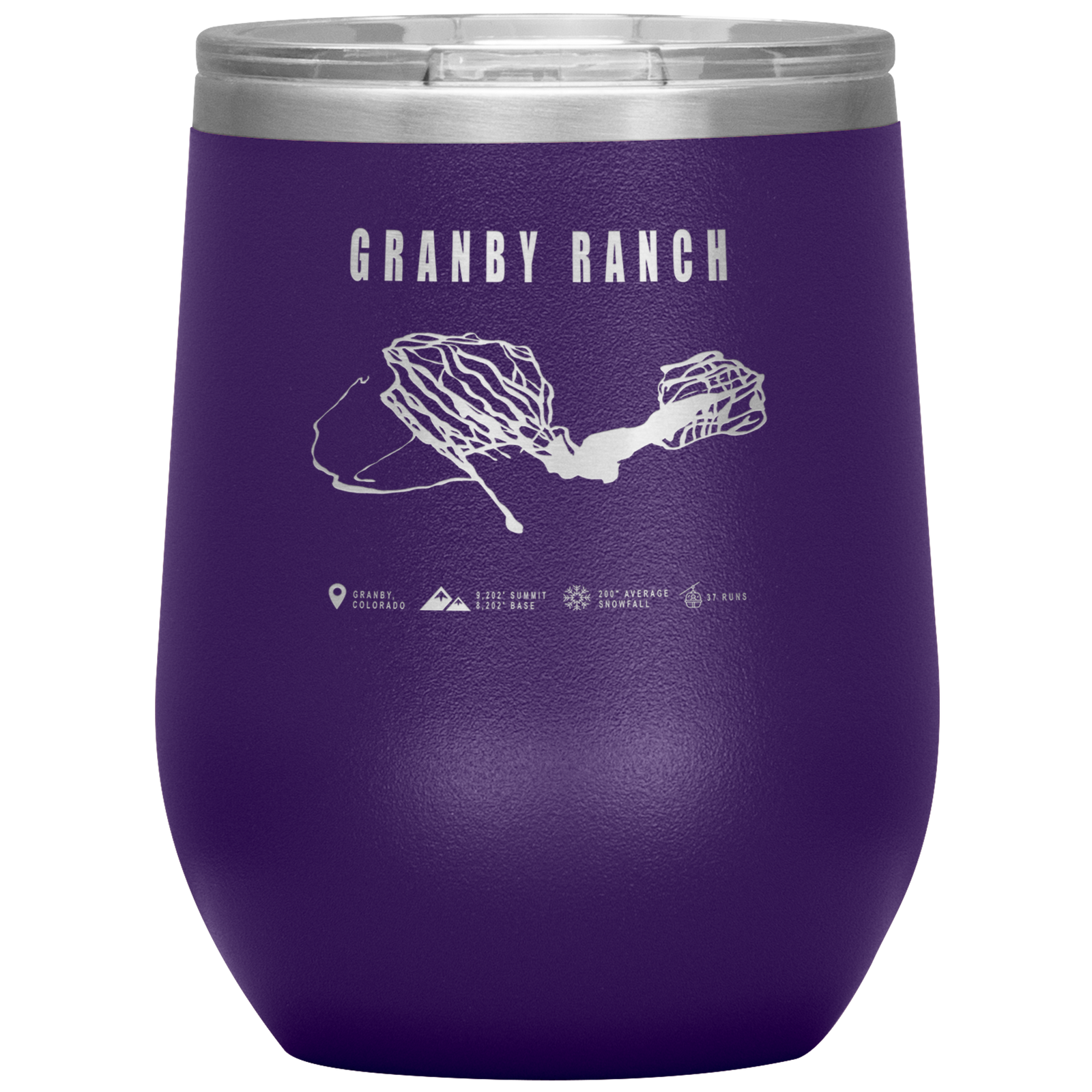Granby Ranch Colorado Ski Trail Map Wine 12oz Tumbler - Powderaddicts