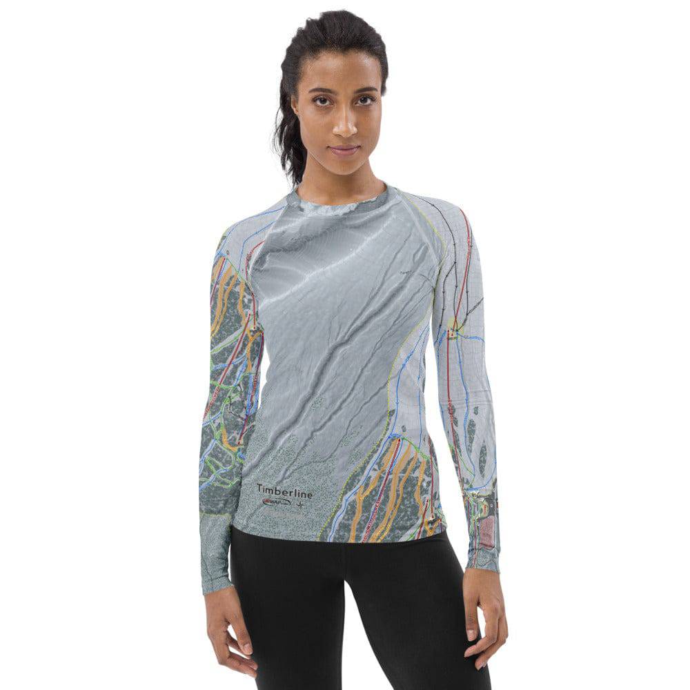 Timber line, Oregon Ski Trail Map Women's Base Layer Top - Powderaddicts
