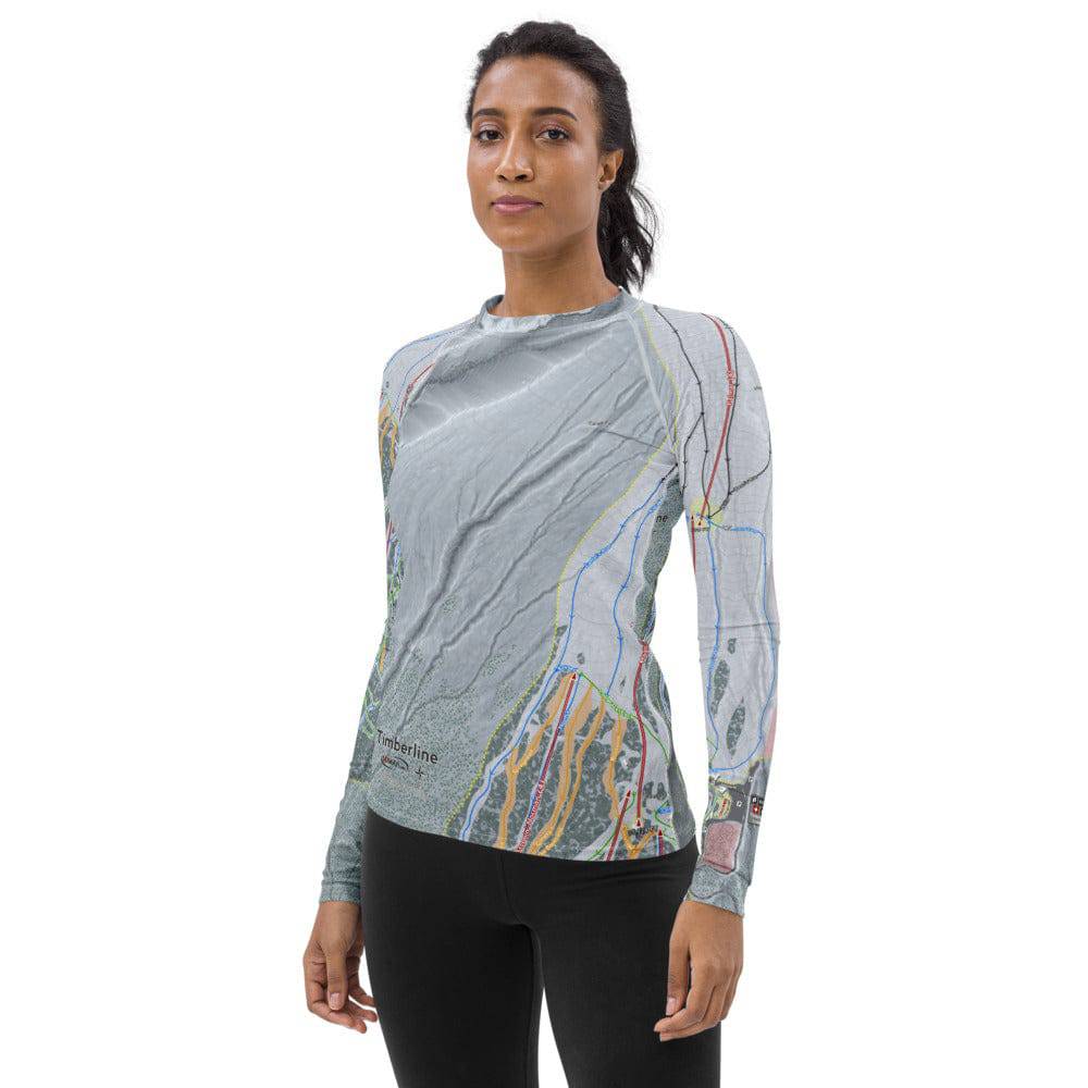 Timber line, Oregon Ski Trail Map Women's Base Layer Top - Powderaddicts
