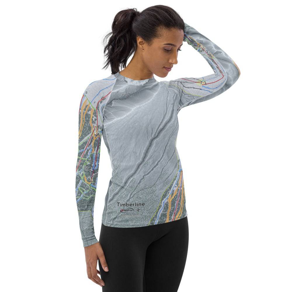 Timber line, Oregon Ski Trail Map Women's Base Layer Top - Powderaddicts
