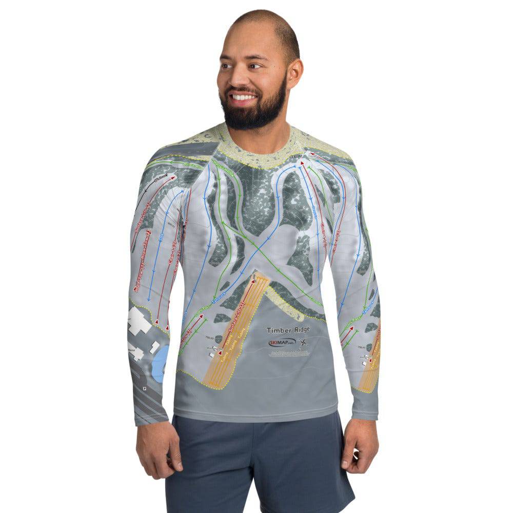 Timber Ridge, Michigan Ski Trail Map Men's Base Layer Top - Powderaddicts