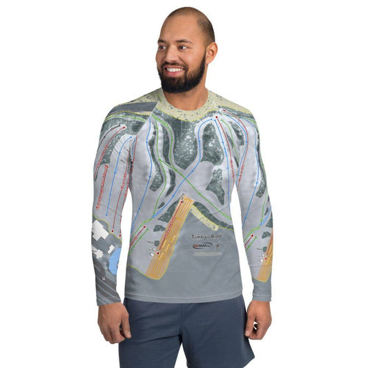Timber Ridge, Michigan Ski Trail Map Men's Base Layer Top - Powderaddicts