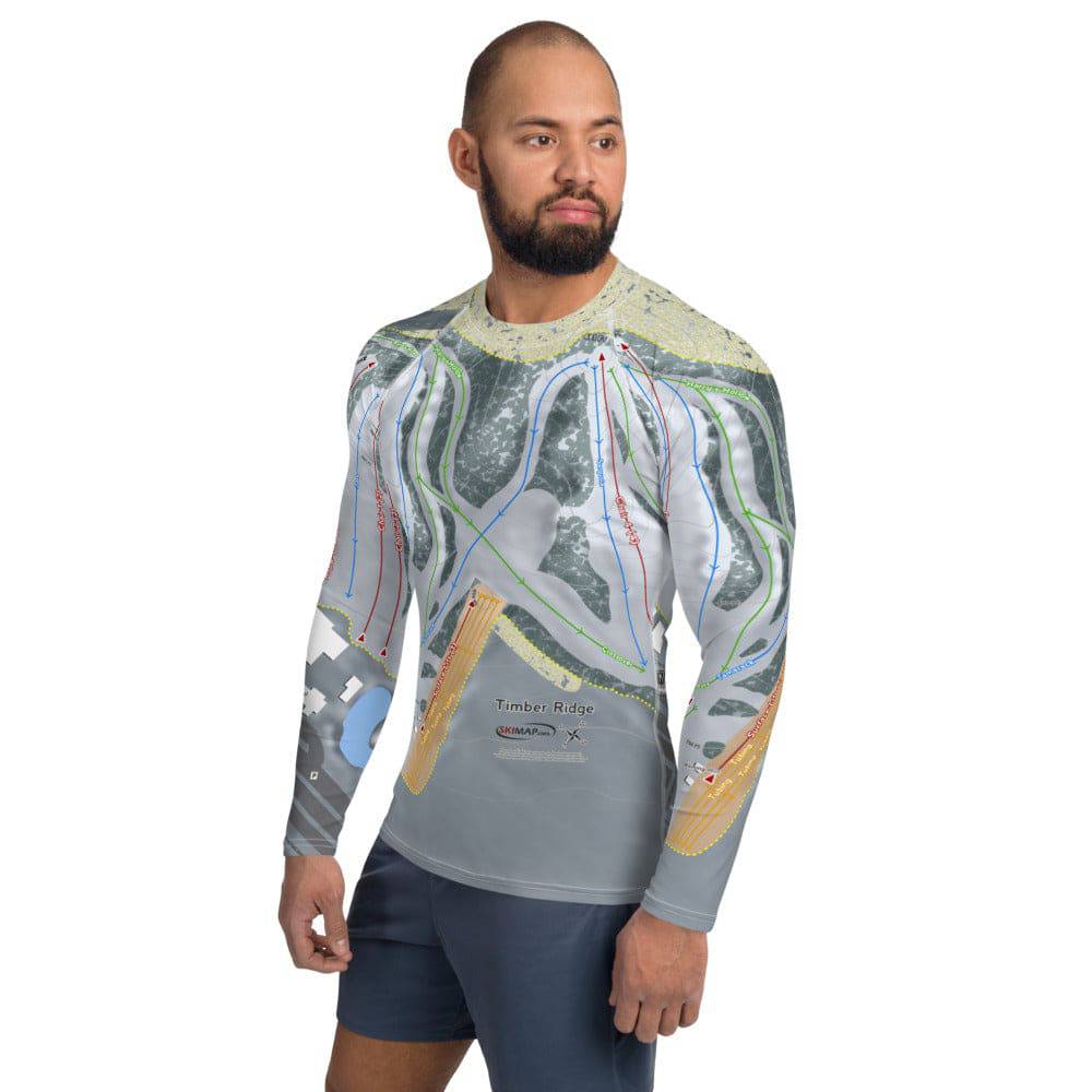 Timber Ridge, Michigan Ski Trail Map Men's Base Layer Top - Powderaddicts