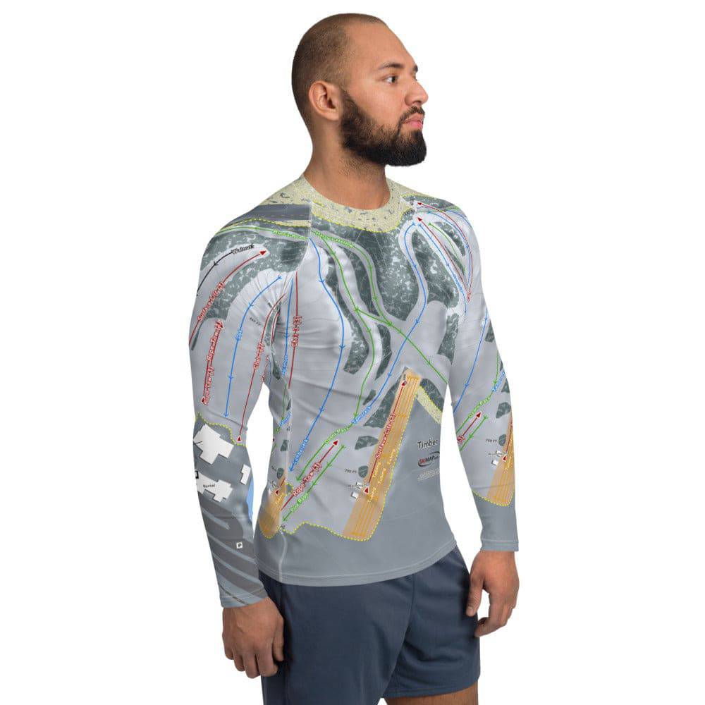 Timber Ridge, Michigan Ski Trail Map Men's Base Layer Top - Powderaddicts