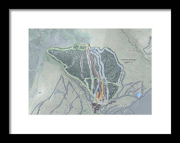 Timberline Mountain Ski Trail Map - Framed Print - Powderaddicts