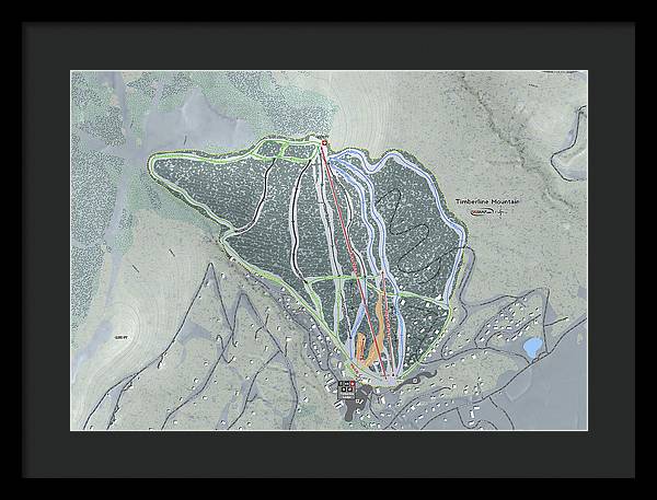 Timberline Mountain Ski Trail Map - Framed Print - Powderaddicts
