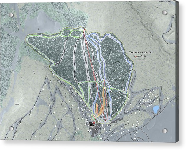 Timberline Mountain Ski Trail Map - Acrylic Print - Powderaddicts