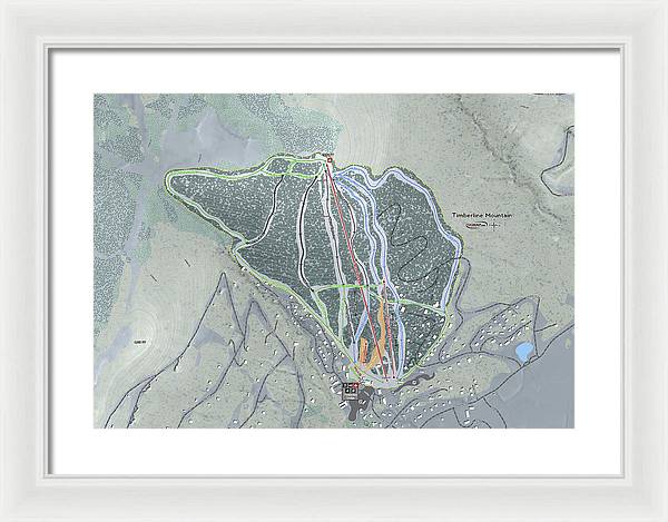Timberline Mountain Ski Trail Map - Framed Print - Powderaddicts
