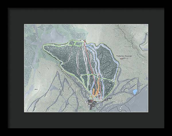 Timberline Mountain Ski Trail Map - Framed Print - Powderaddicts