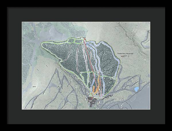 Timberline Mountain Ski Trail Map - Framed Print - Powderaddicts