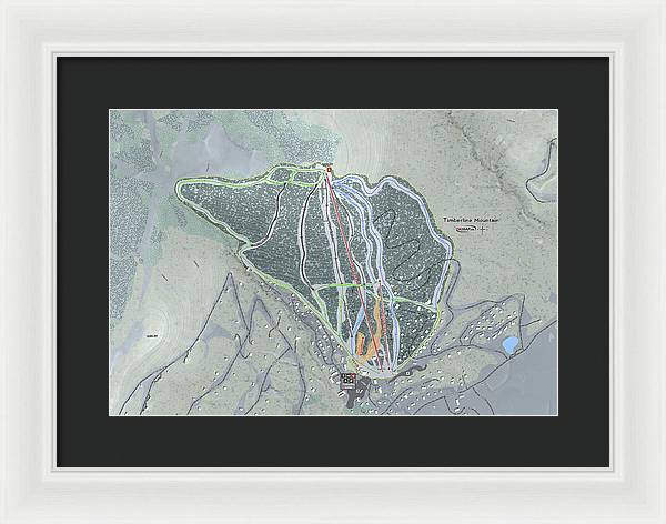 Timberline Mountain Ski Trail Map - Framed Print - Powderaddicts