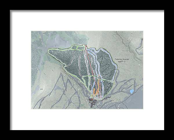 Timberline Mountain Ski Trail Map - Framed Print - Powderaddicts