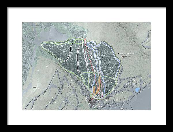 Timberline Mountain Ski Trail Map - Framed Print - Powderaddicts