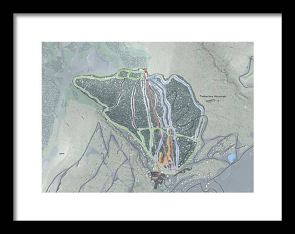 Timberline Mountain Ski Trail Map - Framed Print - Powderaddicts