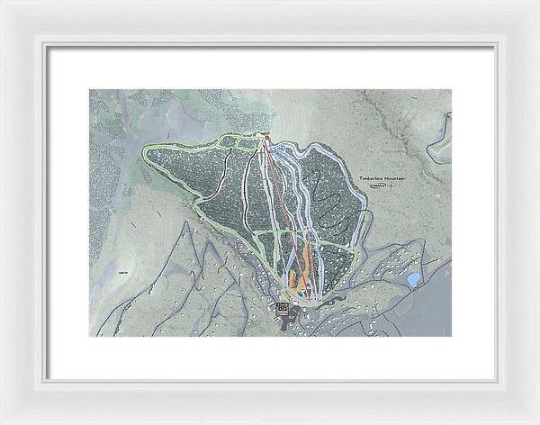 Timberline Mountain Ski Trail Map - Framed Print - Powderaddicts