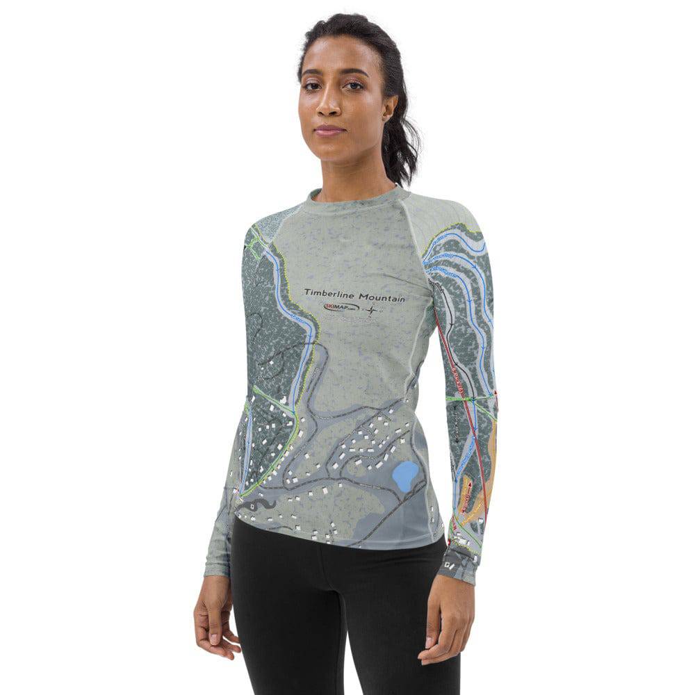 Timberline Mountain, West Virginia Ski Trail Map Women&#39;s Base Layer Top - Powderaddicts