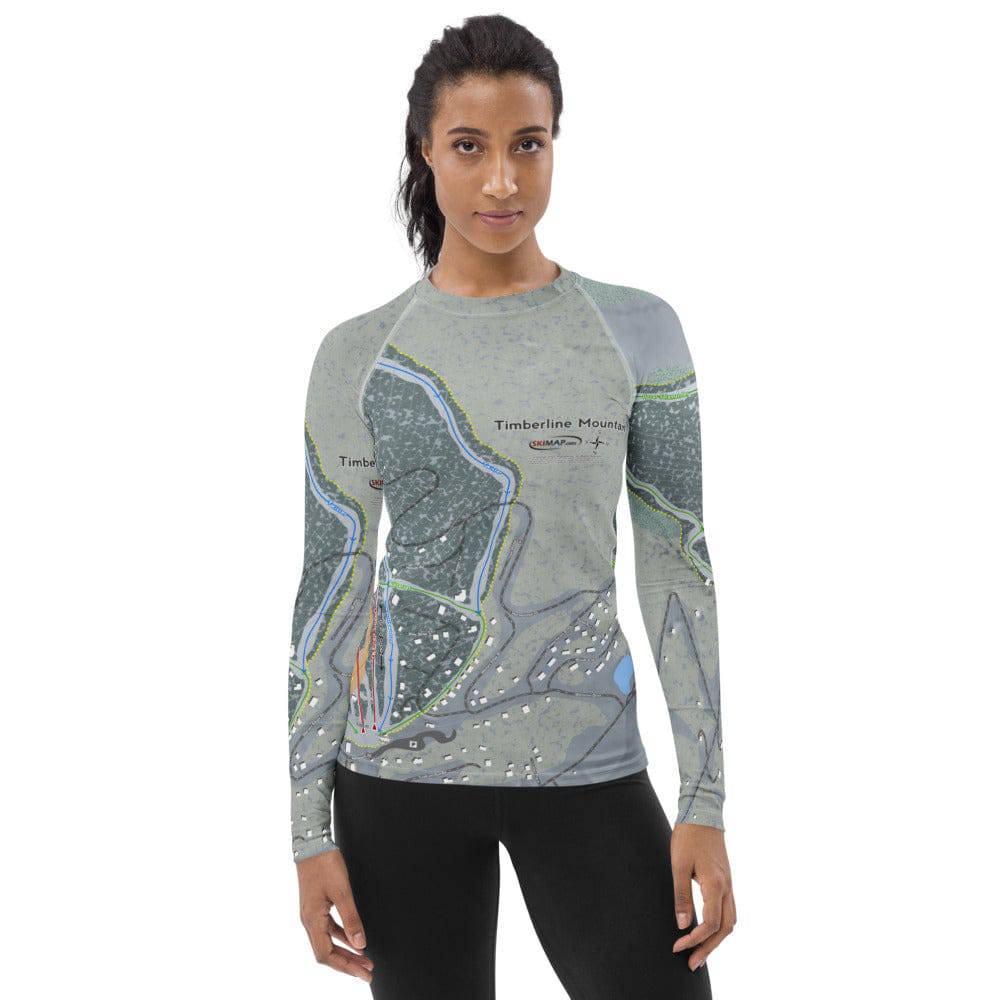 Timberline, Oregon Ski Trail Map Women's Base Layer Top - Powderaddicts