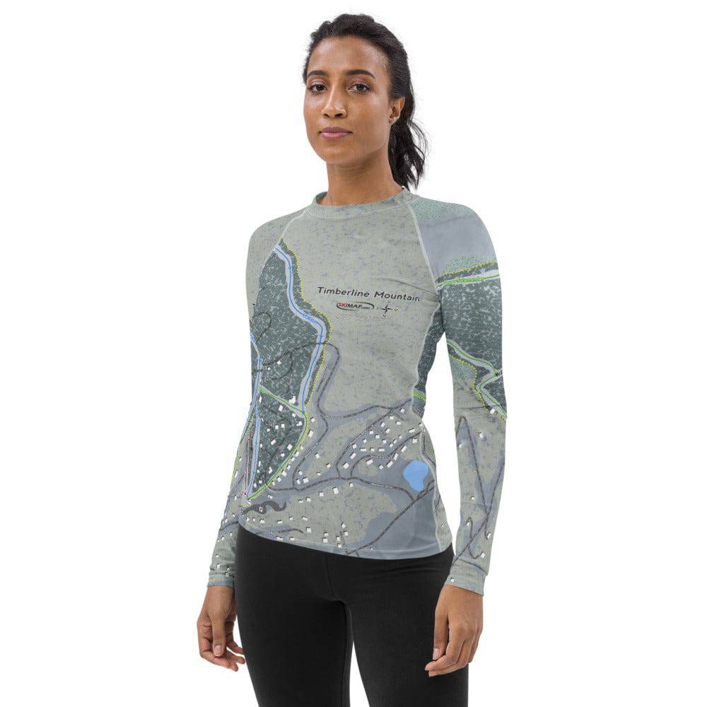 Timberline, Oregon Ski Trail Map Women's Base Layer Top - Powderaddicts