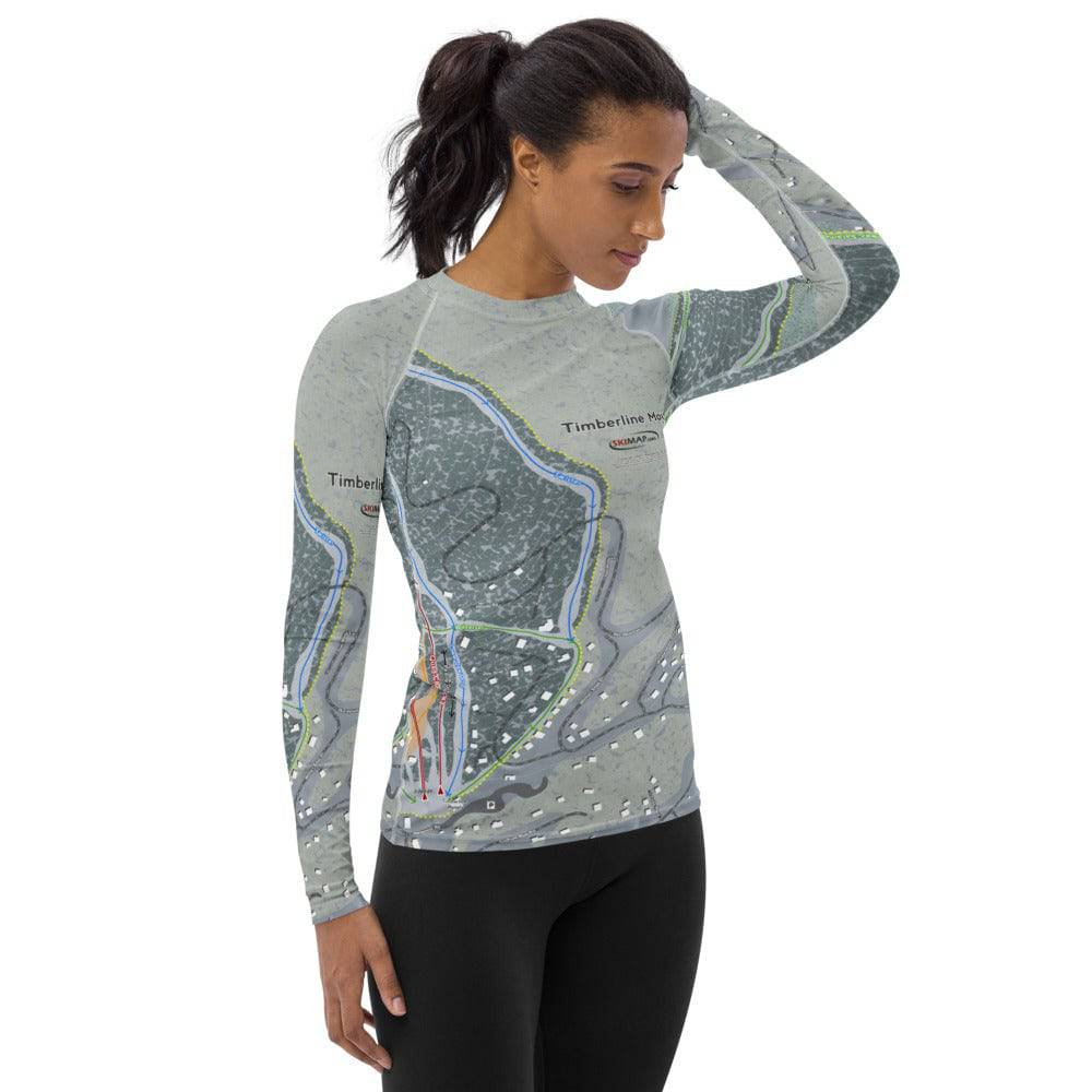 Timberline, Oregon Ski Trail Map Women's Base Layer Top - Powderaddicts