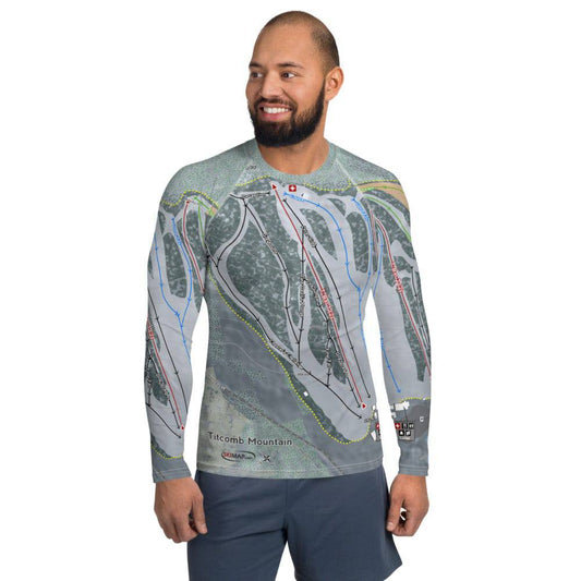 Titcomb Mountain, Maine Ski Trail Map Men's Base Layer Top - Powderaddicts