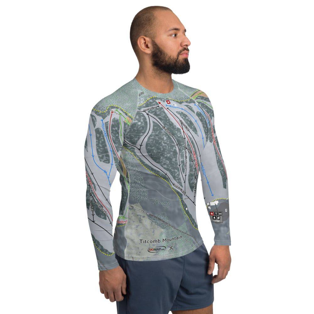 Titcomb Mountain, Maine Ski Trail Map Men's Base Layer Top - Powderaddicts