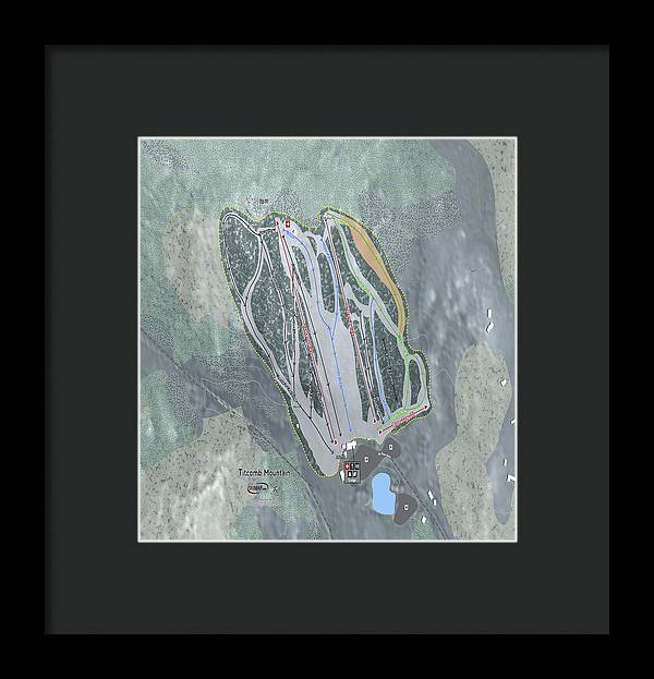 Titcomb Mountain Ski Trail Map - Framed Print - Powderaddicts