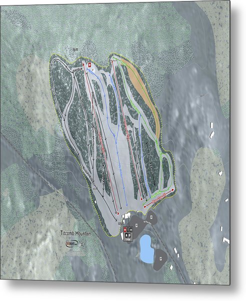 Titcomb Mountain Ski Trail Map - Metal Print - Powderaddicts
