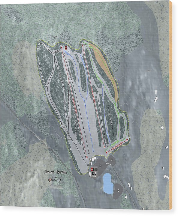 Titcomb Mountain Ski Trail Map - Wood Print - Powderaddicts