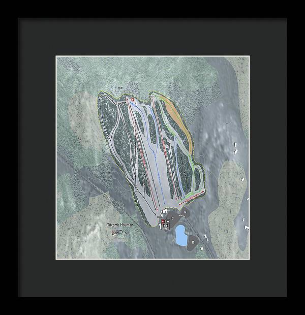 Titcomb Mountain Ski Trail Map - Framed Print - Powderaddicts