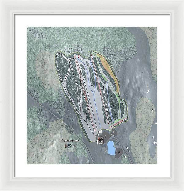 Titcomb Mountain Ski Trail Map - Framed Print - Powderaddicts