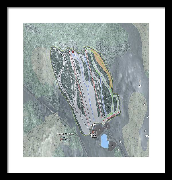Titcomb Mountain Ski Trail Map - Framed Print - Powderaddicts
