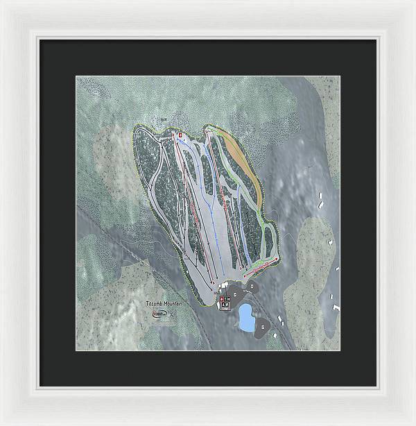 Titcomb Mountain Ski Trail Map - Framed Print - Powderaddicts