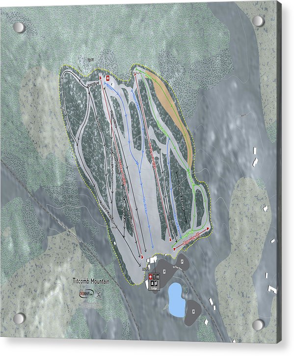 Titcomb Mountain Ski Trail Map - Acrylic Print - Powderaddicts