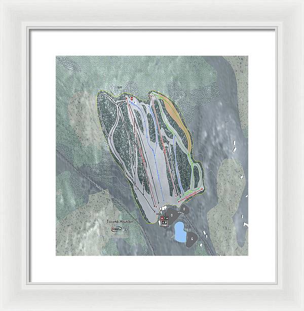 Titcomb Mountain Ski Trail Map - Framed Print - Powderaddicts