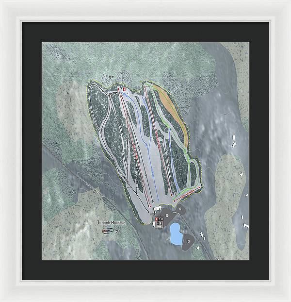Titcomb Mountain Ski Trail Map - Framed Print - Powderaddicts