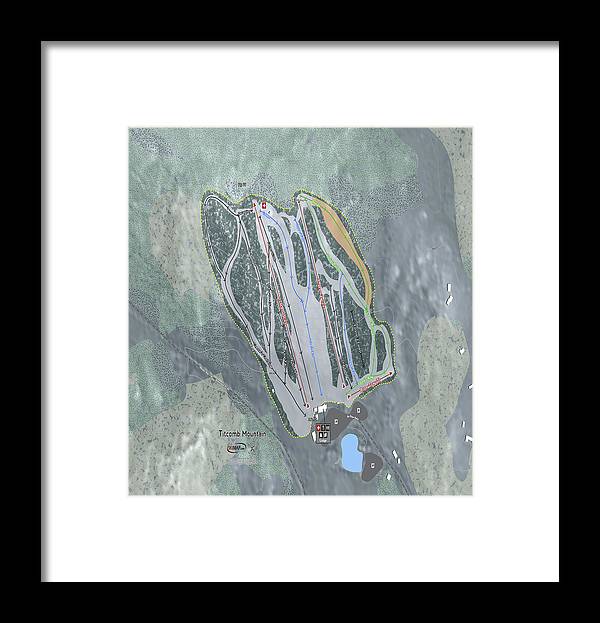 Titcomb Mountain Ski Trail Map - Framed Print - Powderaddicts