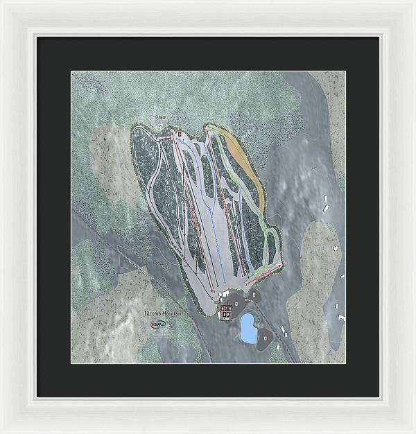 Titcomb Mountain Ski Trail Map - Framed Print - Powderaddicts