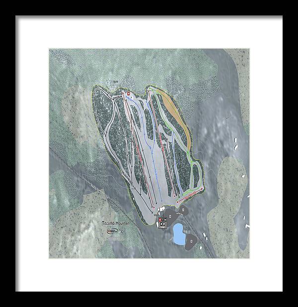 Titcomb Mountain Ski Trail Map - Framed Print - Powderaddicts