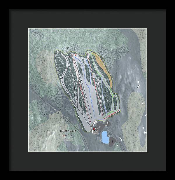 Titcomb Mountain Ski Trail Map - Framed Print - Powderaddicts